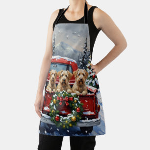 Wheaten Terrier Christmas Red Truck Holiday Gift Apron