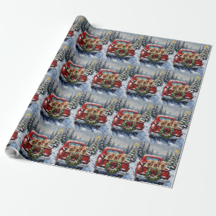 Wheaten Terrier Christmas Red Truck Holiday Gift Wrapping Paper