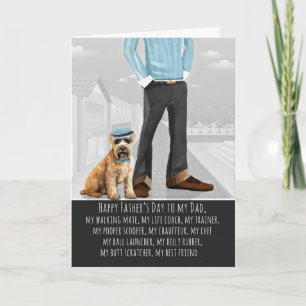 Wheaten Terrier Dog and Dad Funny Father's Day Holiday Card