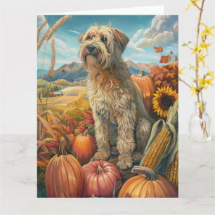 Wheaten Terrier Dog Autumn Harvest Thanksgiving Card