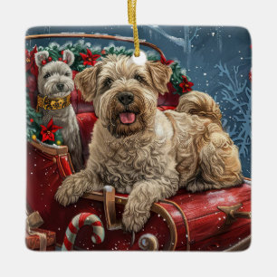 Wheaten Terrier Dog Christmas Festive  Ceramic Ornament