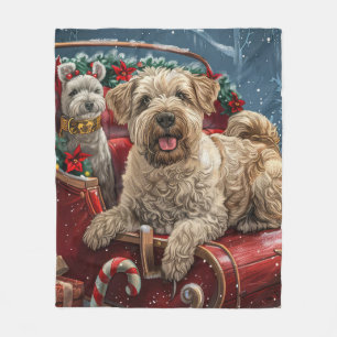 Wheaten Terrier Dog Christmas Festive Fleece Blanket