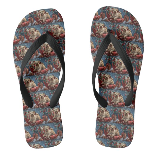 Wheaten Terrier Dog Christmas Festive  Flip Flops (Footbed)