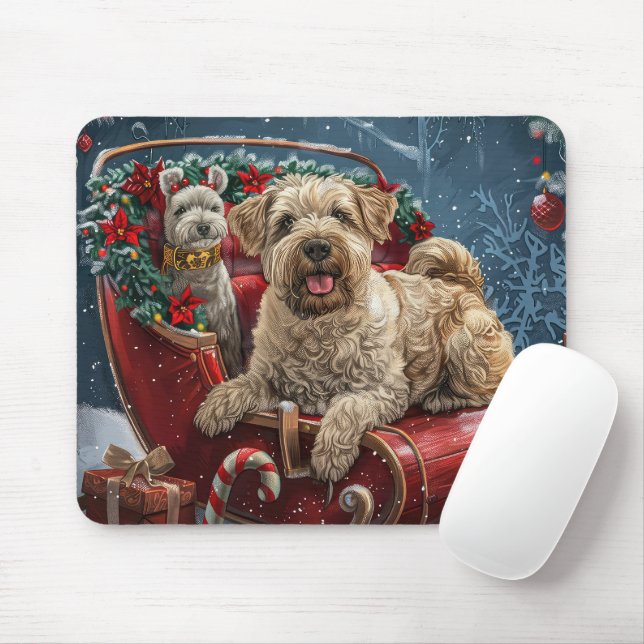Wheaten Terrier Dog Christmas Festive  Mouse Mat (With Mouse)