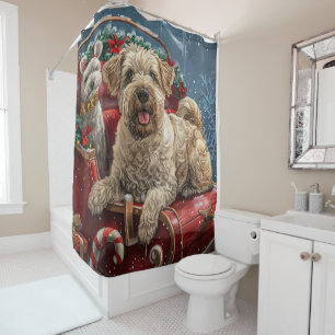 Wheaten Terrier Dog Christmas Festive  Shower Curtain