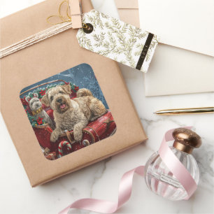 Wheaten Terrier Dog Christmas Festive  Square Sticker
