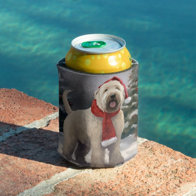 Wheaten Terrier Dog in Snow Christmas Can Cooler (In Situ Pool)