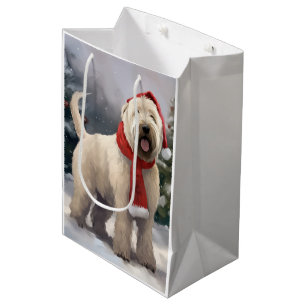 Wheaten Terrier Dog in Snow Christmas Medium Gift Bag