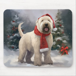 Wheaten Terrier Dog in Snow Christmas Mouse Mat