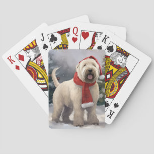 Wheaten Terrier Dog in Snow Christmas Playing Cards