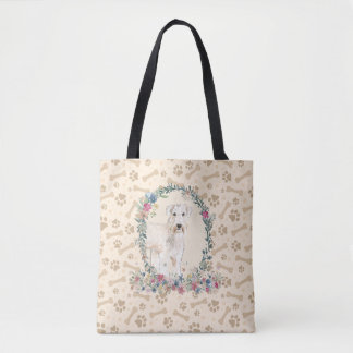 Wheaten Terrier Dog Paw Print & Dog Bone Cute Tote Bag