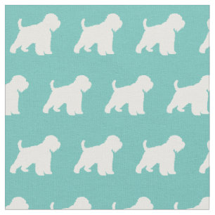 Wheaten Terrier Dog Silhouette Pet Teal Fabric
