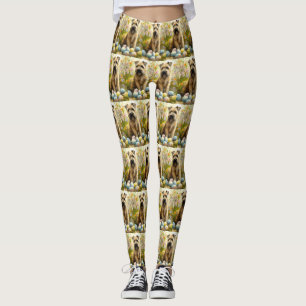Wheaten Terrier Dog With Easter Eggs Holiday Leggings