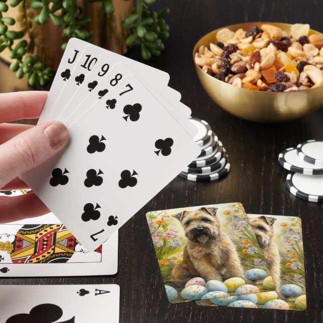 Wheaten Terrier Dog With Easter Eggs Holiday  Playing Cards (In Situ)