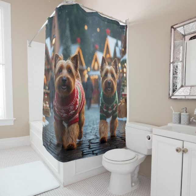 Wheaten Terrier Dogs Christmas Snow Holiday  Shower Curtain (In Situ)