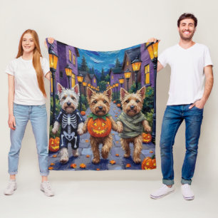 Wheaten Terrier Dogs In Halloween Cotumes Fleece Blanket