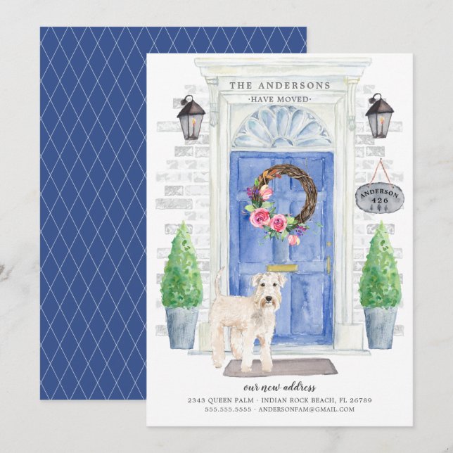 Wheaten Terrier Front Door Moving Announcement (Front/Back)
