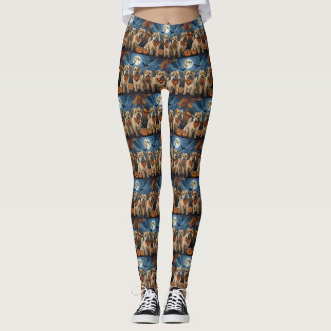 Wheaten Terrier Halloween Spooky Leggings (Front)