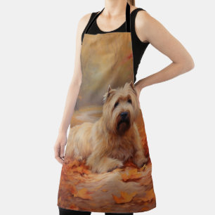 Wheaten Terrier in Autumn Leaves Fall Inspire Apron