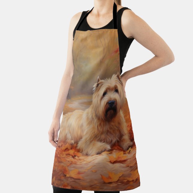 Wheaten Terrier in Autumn Leaves Fall Inspire  Apron (Insitu)