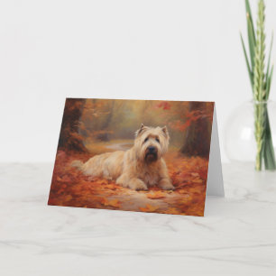 Wheaten Terrier in Autumn Leaves Fall Inspire  Card