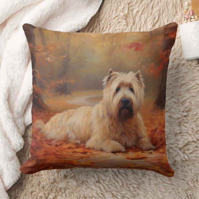 Wheaten Terrier in Autumn Leaves Fall Inspire  Cushion (Blanket)