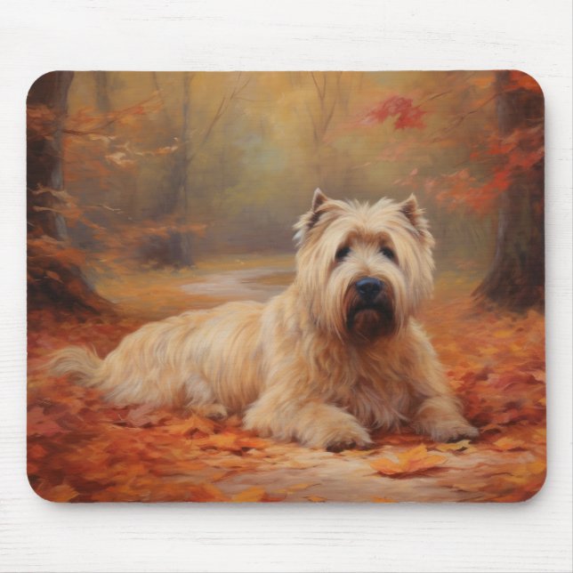 Wheaten Terrier in Autumn Leaves Fall Inspire  Mouse Mat (Front)