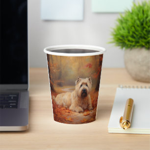 Wheaten Terrier in Autumn Leaves Fall Inspire  Paper Cups