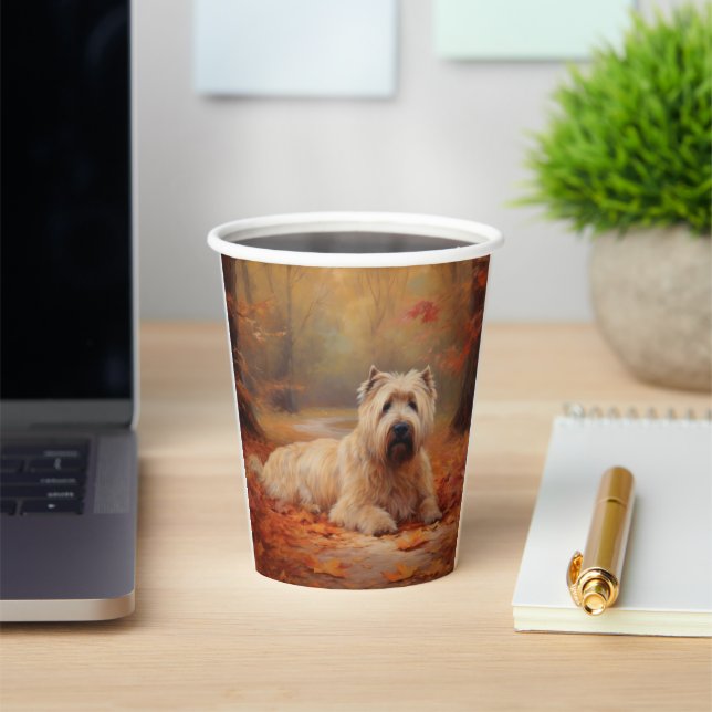Wheaten Terrier in Autumn Leaves Fall Inspire  Paper Cups (Insitu)