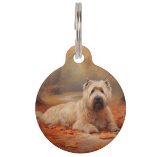 Wheaten Terrier in Autumn Leaves Fall Inspire Pet Tag