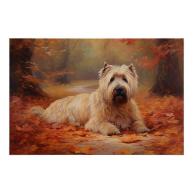Wheaten Terrier in Autumn Leaves Fall Inspire  Poster (Front)