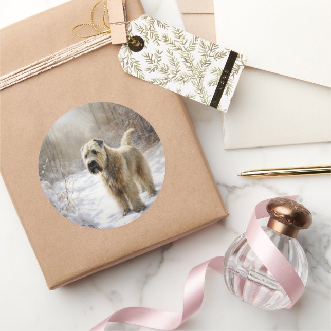 Wheaten Terrier Let It Snow Christmas  Classic Round Sticker (Gifting)