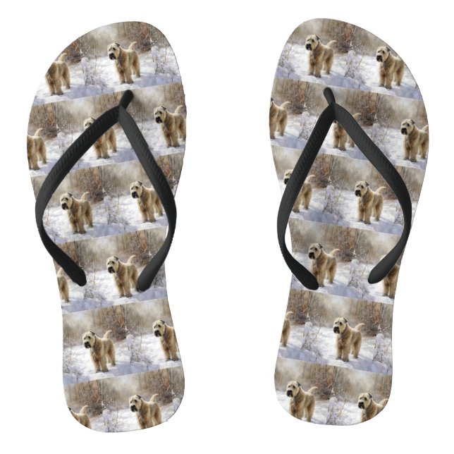 Wheaten Terrier Let It Snow Christmas  Flip Flops (Footbed)