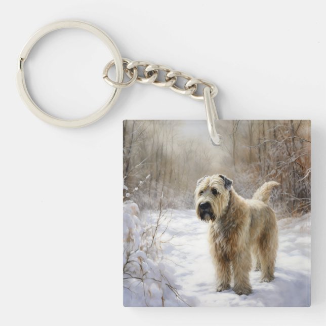 Wheaten Terrier Let It Snow Christmas  Key Ring (Front)