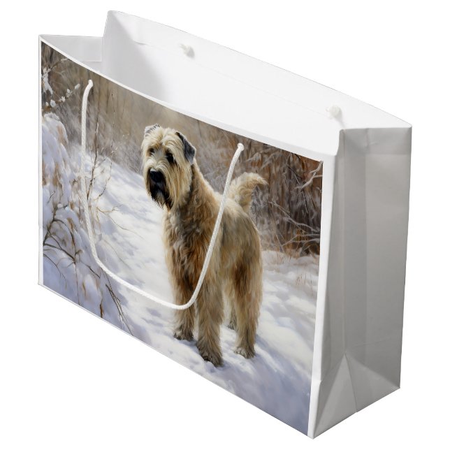 Wheaten Terrier Let It Snow Christmas  Large Gift Bag (Front Angled)