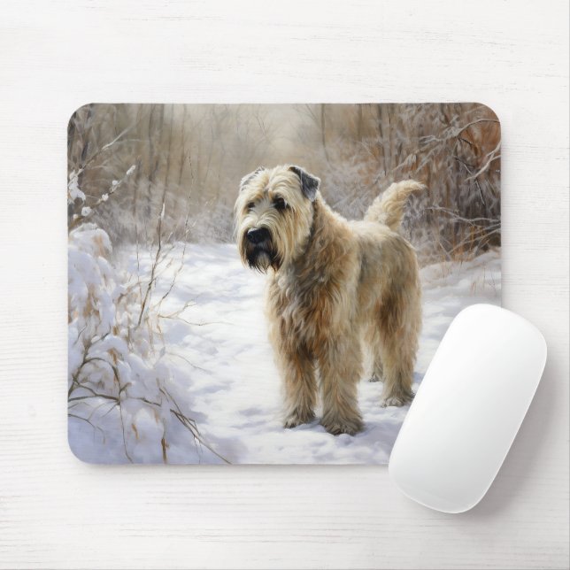 Wheaten Terrier Let It Snow Christmas  Mouse Mat (With Mouse)