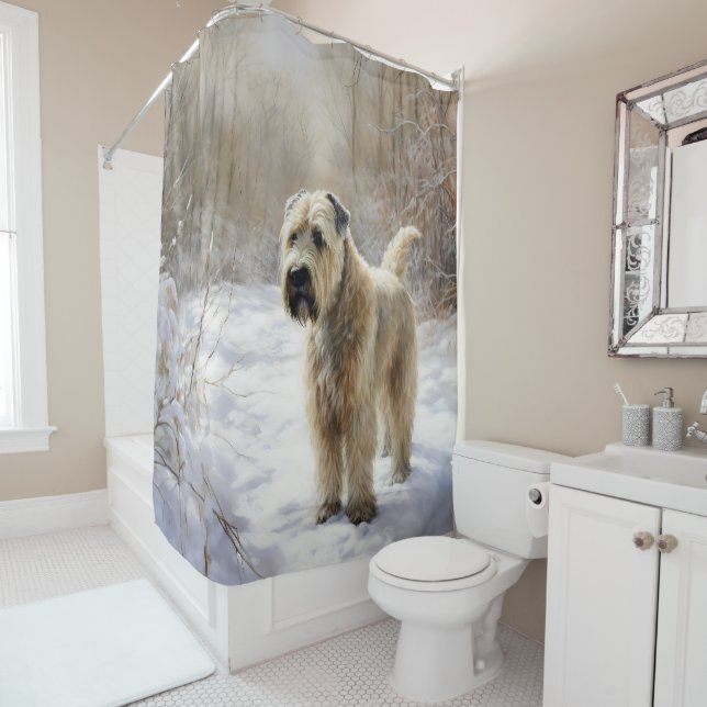 Wheaten Terrier Let It Snow Christmas  Shower Curtain (In Situ)