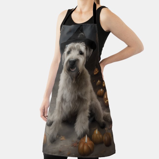 Wheaten Terrier Pumpkins Halloween Scary Apron (Insitu)