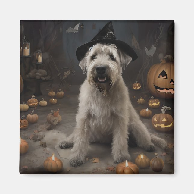Wheaten Terrier Pumpkins Halloween Scary Magnet (Front)