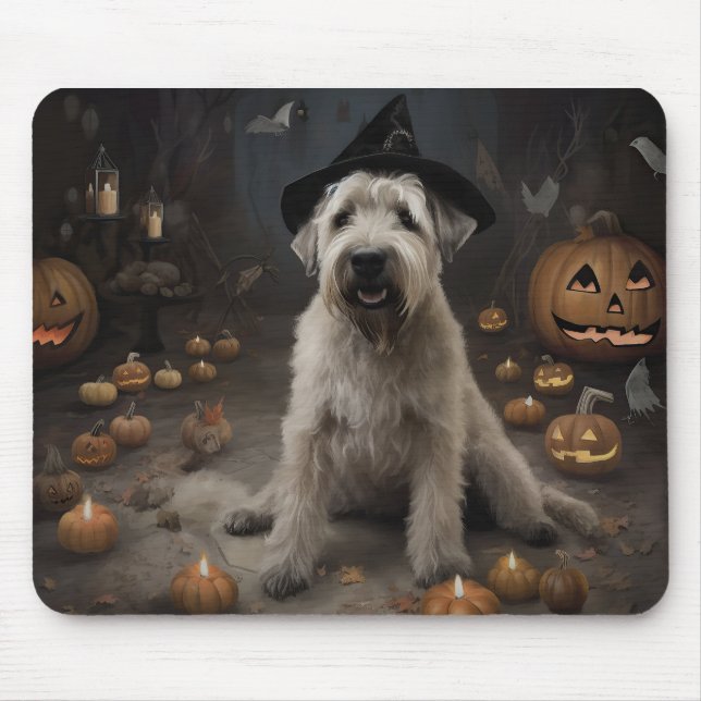 Wheaten Terrier Pumpkins Halloween Scary Mouse Mat (Front)