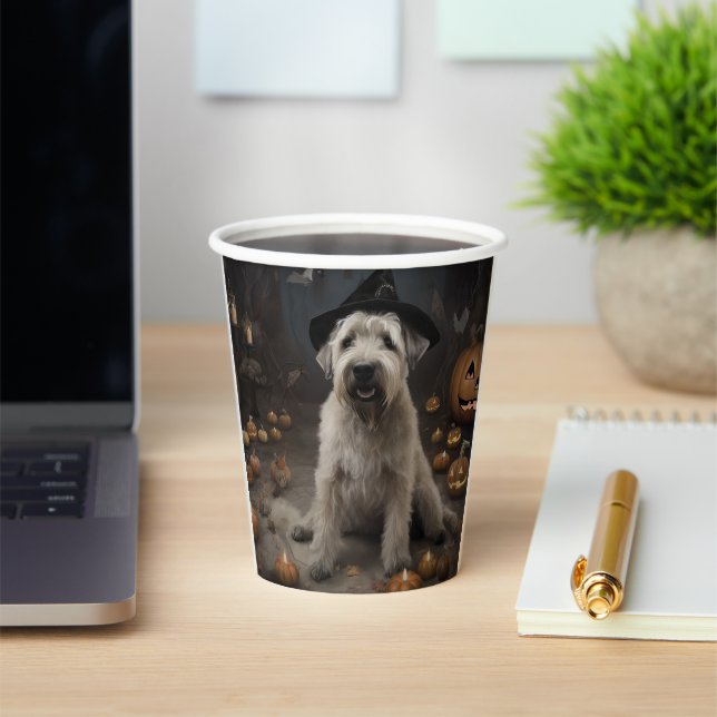 Wheaten Terrier Pumpkins Halloween Scary Paper Cups (Insitu)