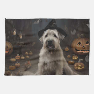 Wheaten Terrier Pumpkins Halloween Scary Tea Towel