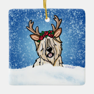 Wheaten Terrier Reindeer Ceramic Ornament