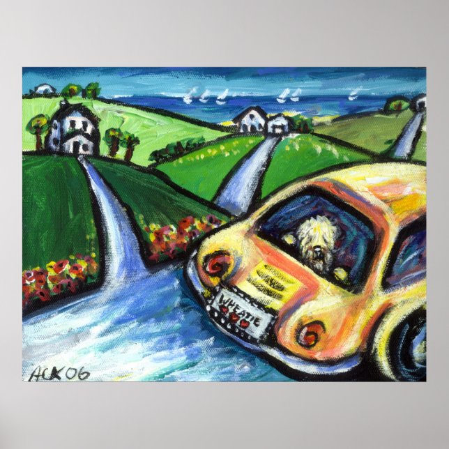 wheaten terrier summer car ride poster (Front)