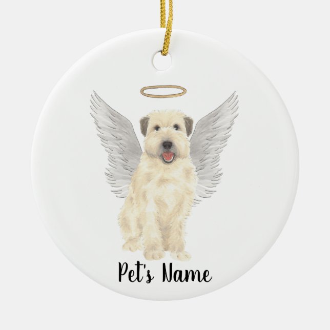 Wheaten Terrier Sympathy Memorial  Ceramic Tree Decoration (Front)