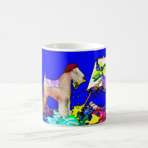 Wheaten Terrier: "The Painter" (Blue) Coffee Mug