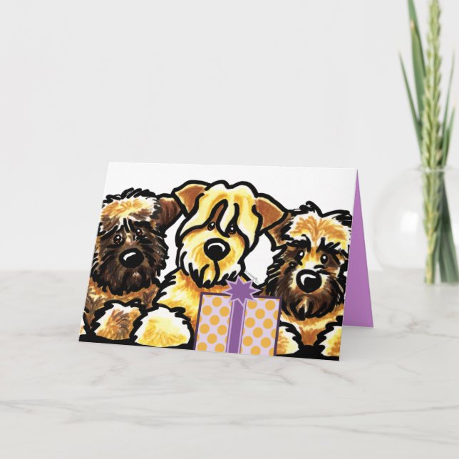 Wheaten Terrier Trio Birthday Card (Front)