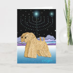 "Wheaten Terriers at Chanukah" Holiday Card<br><div class="desc">"Wheaten Terriers at Chanukah" is a unique art design for the Jewish holiday "Chanukah, " featuring two soft coated wheaten terriers and a Hanukkah menorah lit by the stars. We've left the inside of the card blank for you to customise.  Original wheaten artwork Â© Melanie Light 2005.</div>