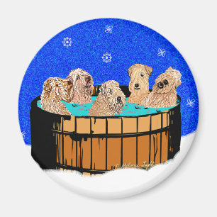 WHEATEN TERRIERS IN HOT TUB MAGNET