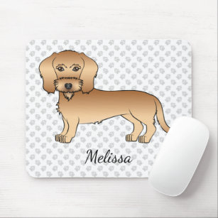 Wheaten Wire Haired Dachshund Cartoon Dog And Name Mouse Mat